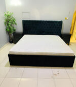 Pre-Owned Dark Velvet King Size Bed Set with Mattress & 2 Used Side Tables — Second-Hand Master Bedroom Furniture