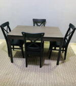 Modern 4-Seater Wooden Dining Table Set with X-Back Chairs (Dark Espresso) | Used Dining Set & Pre-Owned Furniture - Image 2