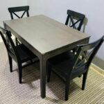 Modern 4-Seater Wooden Dining Table Set with X-Back Chairs (Dark Espresso) | Used Dining Set & Pre-Owned Furniture