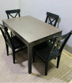 Modern 4-Seater Wooden Dining Table Set with X-Back Chairs (Dark Espresso) | Used Dining Set & Pre-Owned Furniture