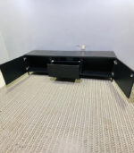 Modern Low-Profile Black IKEA TV Stand & Media Console with Cabinets and Central Drawer | Used TV Table & Pre-Owned Furniture - Image 2