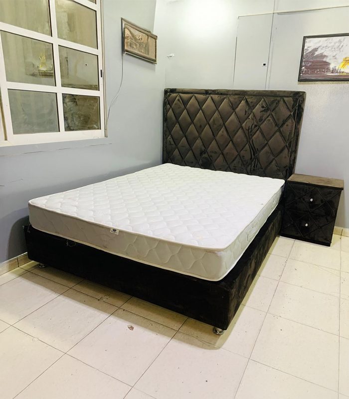 3 Used bed Pre-Owned Queen Size Bed Set with Mattress & Used Side Table — Second-Hand Bedroom Furniture - Image 1