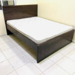 Modern Dark Wooden Queen Size Bed with Mattress (Espresso) | Used Bed & Pre-Owned Bedroom Furniture