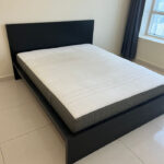 Modern Black Wooden Queen Size Bed with Mattress | Used Bed & Pre-Owned Bedroom Furniture