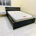 Modern Black Queen Size Bed with Mattress & 1 Side Table | Used Bed & Pre-Owned Bedroom Furniture