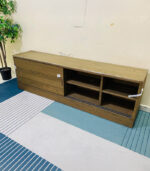 Modern Wooden IKEA TV Stand & Media Console with Sliding Door and Open Shelving | Used TV Table & Pre-Owned Furniture - Image 3