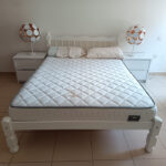 Used Queen Size Bed with Mattress & 2 Side Tables – Classic White Wooden Bed Set