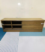 Modern Wooden IKEA TV Stand & Media Console with Sliding Door and Open Shelving | Used TV Table & Pre-Owned Furniture - Image 2
