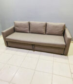 Ikea Convertible Sofa Bed with Storage and Fresh Upholstery in Taupe | Used Sleeper Sofa & Pre-Owned Living Room Furniture