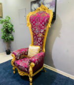 Pre-Owned Ornate Royal High-Back Armchair — Used Vintage Accent Chair & Throne Seat - Image 2