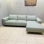 Modern Light Green L-Shape Sectional Sofa with Chaise | Used L-Shaped Sofa & Pre-Owned Living Room Furniture