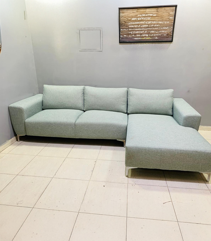 4.1 Used Sofa Modern Light Green L-Shape Sectional Sofa with Chaise | Used L-Shaped Sofa & Pre-Owned Living Room Furniture - Image 1