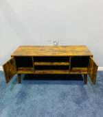 Industrial Rustic Wooden TV Media Console Stand | Used TV Table & Pre-Owned Living Room Furniture - Image 2