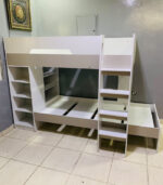 Kids Bunk Bed with Built-In Storage Shelves and Stairs in White | Used Children's Furniture & Pre-Owned Bunk Bed - Image 3