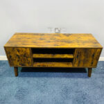 Industrial Rustic Wooden TV Media Console Stand | Used TV Table & Pre-Owned Living Room Furniture