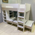 Kids Bunk Bed with Built-In Storage Shelves and Stairs in White | Used Children's Furniture & Pre-Owned Bunk Bed