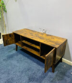 Industrial Rustic Wooden TV Media Console Stand | Used TV Table & Pre-Owned Living Room Furniture - Image 3