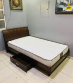 Pre-Owned Twin Size Wooden Bed Set with Storage Drawer & Mattress — Used Single Bedroom Furniture - Image 2