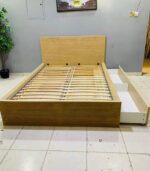 Natural Wood Queen Size Bed with Storage Drawers | Used Queen Bed & Pre-Owned Bedroom Furniture