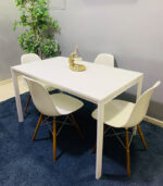 Modern White Dining Table Set with 4 Eames-Style Chairs | Used 4-Seater Dining Table & Pre-Owned Kitchen Furniture - Image 3
