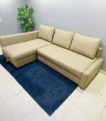 Pre-Owned L-Shape Sofa Bed with Storage & New Upholstery — Used Sectional Sleeper Couch