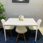 Modern White Dining Table Set with 4 Eames-Style Chairs | Used 4-Seater Dining Table & Pre-Owned Kitchen Furniture