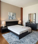 Used Queen Size Bed with Mattress, 2 Side Tables & Mirror – Modern Bedroom Set - Image 2