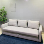 Ikea Sofa Bed with Storage and New Light Grey Upholstery | Used Sleeper Sofa & Pre-Owned Living Room Furniture