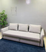 Ikea Sofa Bed with Storage and New Light Grey Upholstery | Used Sleeper Sofa & Pre-Owned Living Room Furniture