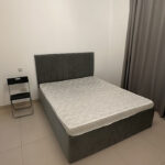 Used Queen Size Bed with Mattress & 1 Side Table – Modern Upholstered Bed