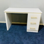 Pre-Owned White Study Table with Chair — Used Office & Student Desk Set