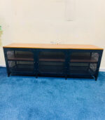 Industrial-Style Wood & Metal IKEA TV Stand & Media Console with Mesh Cabinet Doors | Used TV Table & Pre-Owned Furniture