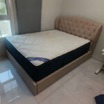 Used Queen Size Bed with Mattress – Modern Upholstered Fabric Bed