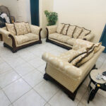 Pre-Owned Classic 7-Seater Sofa Set — Used Traditional Living Room Furniture with Damask Pattern