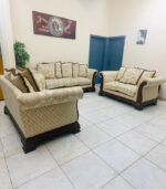 Pre-Owned Classic 7-Seater Sofa Set — Used Traditional Living Room Furniture with Damask Pattern - Image 3