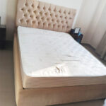 Used Queen Size Upholstered Bed with Mattress | Tufted Fabric Bed Frame
